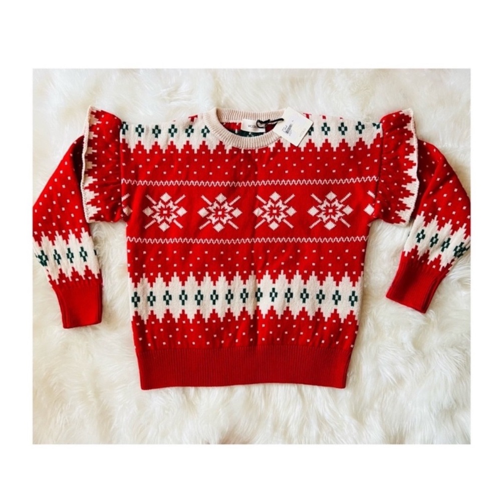 New! NWT VICOLO Italy Winter Snowflake Wool Blend Sweater Pullover - Picture 5 of 9
